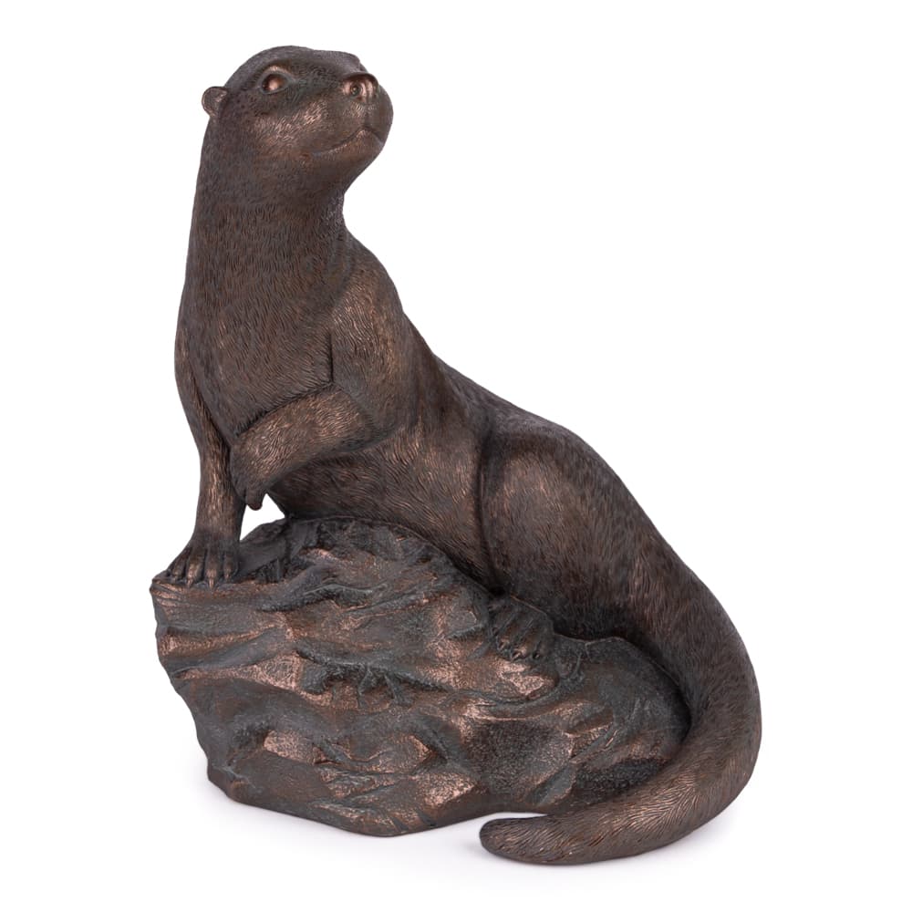 Escultura Decorativa Lontra Realista em Poliresina Broneada